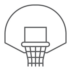 Fototapeta na wymiar Basketball hoop thin line icon, game and sport, basket sign, vector graphics, a linear pattern on a white background, eps 10.