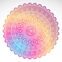 Round gradient mandala on white isolated background