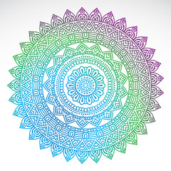 Round gradient mandala on white isolated background