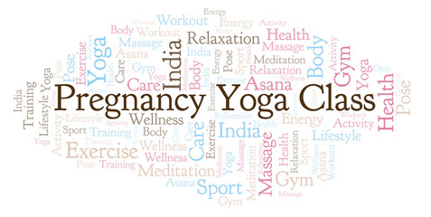 Fototapeta premium Pregnancy Yoga Class word cloud.