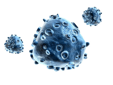 3d rendering Virus bacteria cells in white background