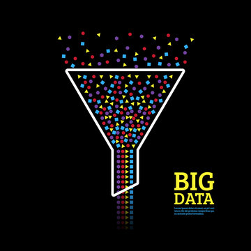 Big Data Visualization. Information Analytics Concept. Abstract Information Stream Funnel.