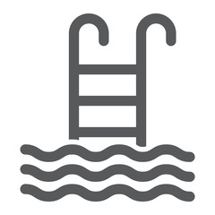 Swimming pool glyph icon, water and sport, ladder sign, vector graphics, a solid pattern on a white background, eps 10.