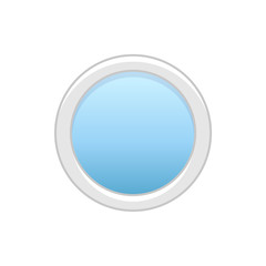 Vector illustration of round attic vinyl window. Flat icon of   traditional aluminum circular window for mansard & garret. Isolated on white background.
