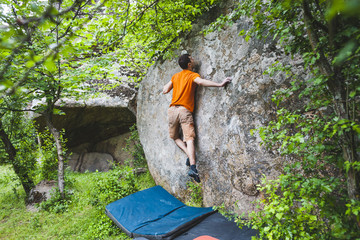 The climber is climbing bouldering.