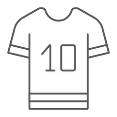 Sport t shirt thin line icon, clothes and sport, t shirt sign, vector graphics, a linear pattern on a white background, eps 10.