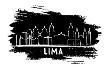 Lima Peru City Skyline Silhouette. Hand Drawn Sketch.