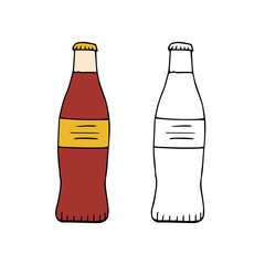 Bottle of soda drink.hand drawn vector illustration.doodles  cartoon style