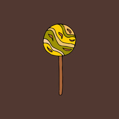 Round lollipop.hand drawn vector illustration.doodles  cartoon style.