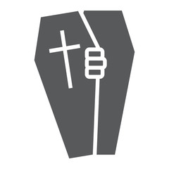 Obraz premium Halloween coffin glyph icon, death and funeral, grave sign, vector graphics, a solid pattern on a white background