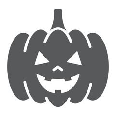Halloween pumpkin glyph icon, autumn and decoration, food sign, vector graphics, a solid pattern on a white background