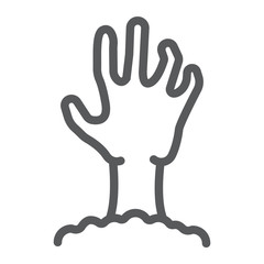 Zombie hand line icon, undead and halloween, arm sign, vector graphics, a linear pattern on a white background,