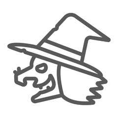 Witch line icon, magic and halloween, wizard sign, vector graphics, a linear pattern on a white background,