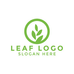 Circle leaf logo icon design template vector