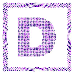 Capital letter D framed halftone vector