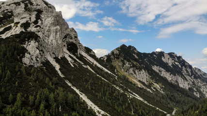 Fototapeta na wymiar Aerial view of beautiful Triglav mountains, part of Alps in Slovenia