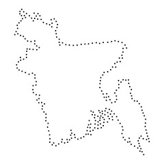 Bangladesh abstract schematic map from the black dots along the perimeter. Vector illustration.