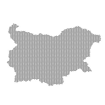 Bulgaria map country abstract silhouette of wavy black repeating lines. Contour of sinusoid curve. Vector illustration.