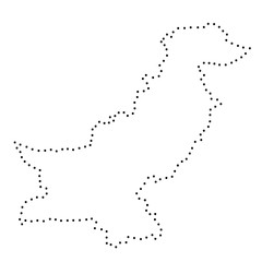 Pakistan abstract schematic map from the black dots along the perimeter. Vector illustration.