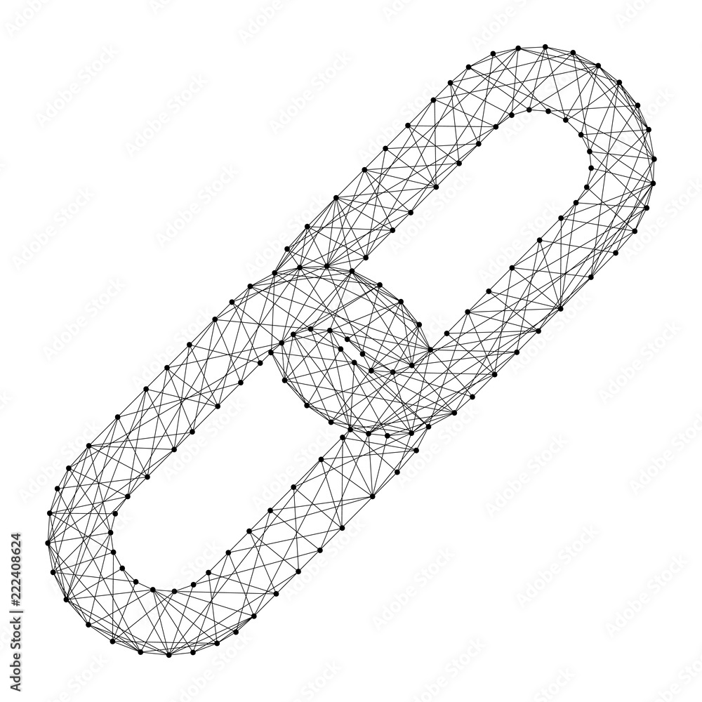 Poster blockchain link chain hyperlink from abstract futuristic polygonal black lines and dots. vector illu