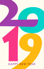 2019 happy new year vector. Vertical geometric calendar design.