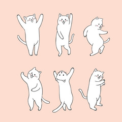 Cartoon cute cat dancing vector.
