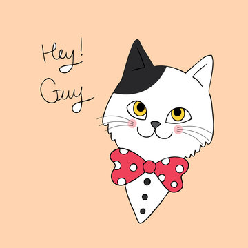 Cartoon cute fashion cat vector.