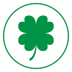 Green four-leaf clover icon. Luck symbol. Vector.