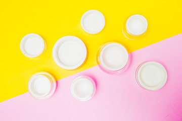 cosmetic product colorful background