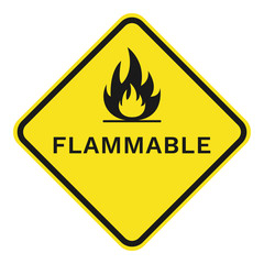 FLAMMABLE sign. Rhombus. Vector.
