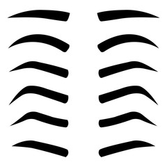 Obraz premium Set of various types eyebrows isolated on white background. Vector illustration
