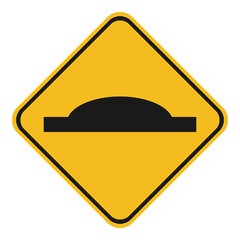SPEED HUMP sign. Yellow rhombus. Vector.