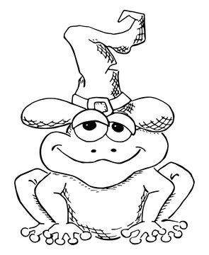 Cartoon Kröte mit Hexenut 