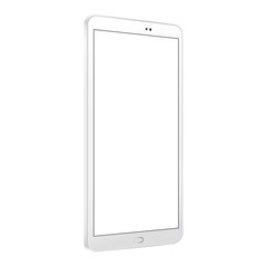 White tablet computer mockup with blank screen - 3/4 left perspective view. Vector illustration