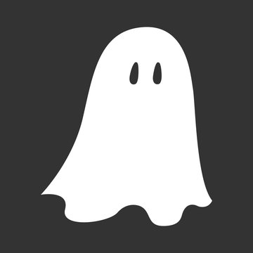 White bedsheet ghost silhouette on black background. Vector.