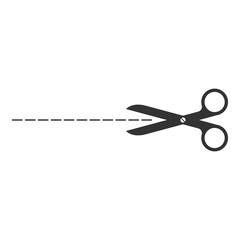 Obraz premium Scissors and cut line on white background. Vector.