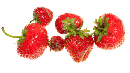 Ripe red strawberry on a white background