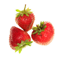 Ripe red strawberry on a white background