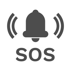 Alarm bell and SOS lettering. Vector.