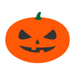 Orange Halloween pumpkin. Jack o'lantern silhouette. Vector.