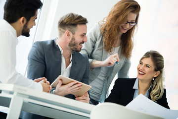 Fototapeta premium Creative business people working on business project in office