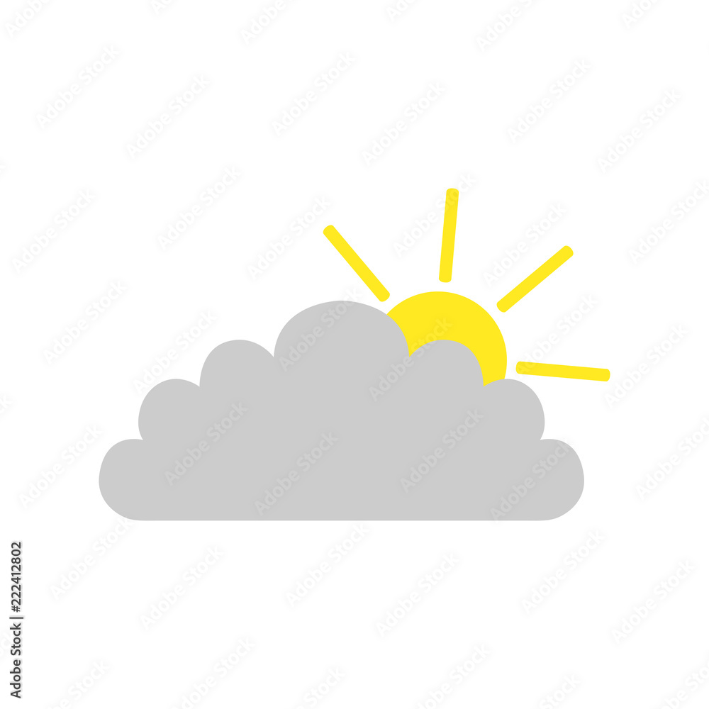 Wall mural CLOUDY symbol. SUN and CLOUD. Weather forecast icon. Vector.