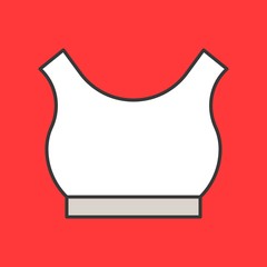 crop top or sport bra icon, filled color outline editable stroke