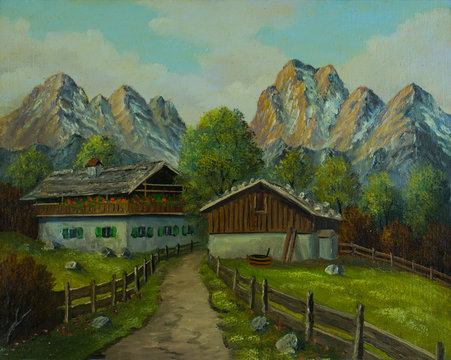 Eingez&auml;unter Weg zum Bauernhaus in den Bergen