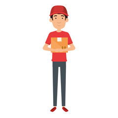delivery worker lifting box character