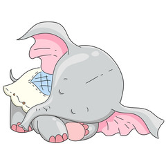 Hand drawn elephant cute character