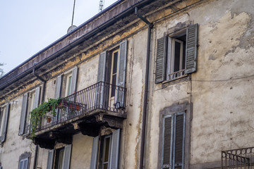 Naklejka premium Apartment buildings in historic neighborhood of Milan, Italy