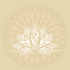 Lotus and mandala. Vector image of a stylized Lotus flower in vintage style with the mandala.