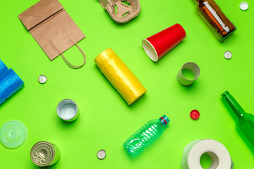 waste materials paper, plastic, polyethylene