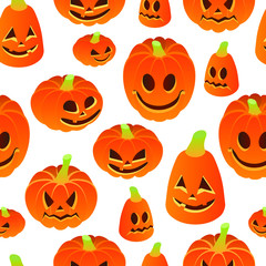 seamless halloween pattern. pumpkin in isometric 3d